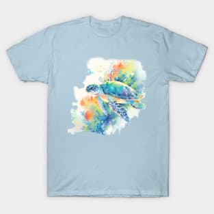 Water Color Sea Turtle (t-shirt front only) T-Shirt